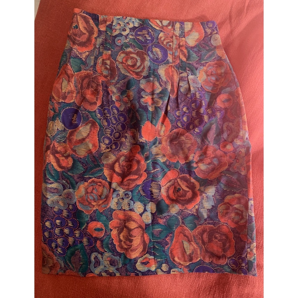 Vintage silky floral pencil skirt